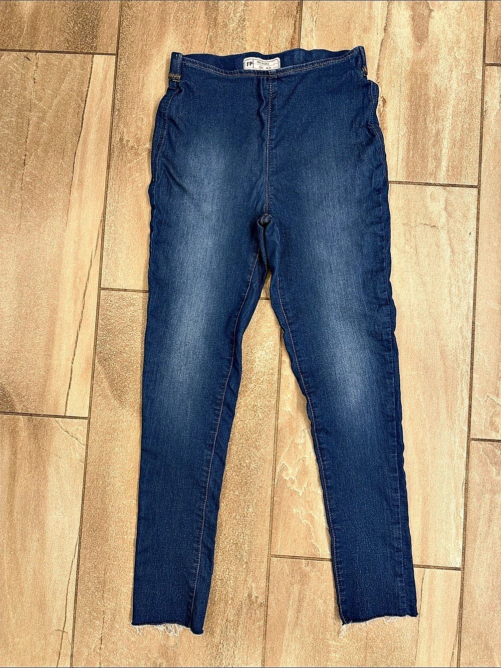 Free People Pull-On Skinny Jeans Blue Waist 25